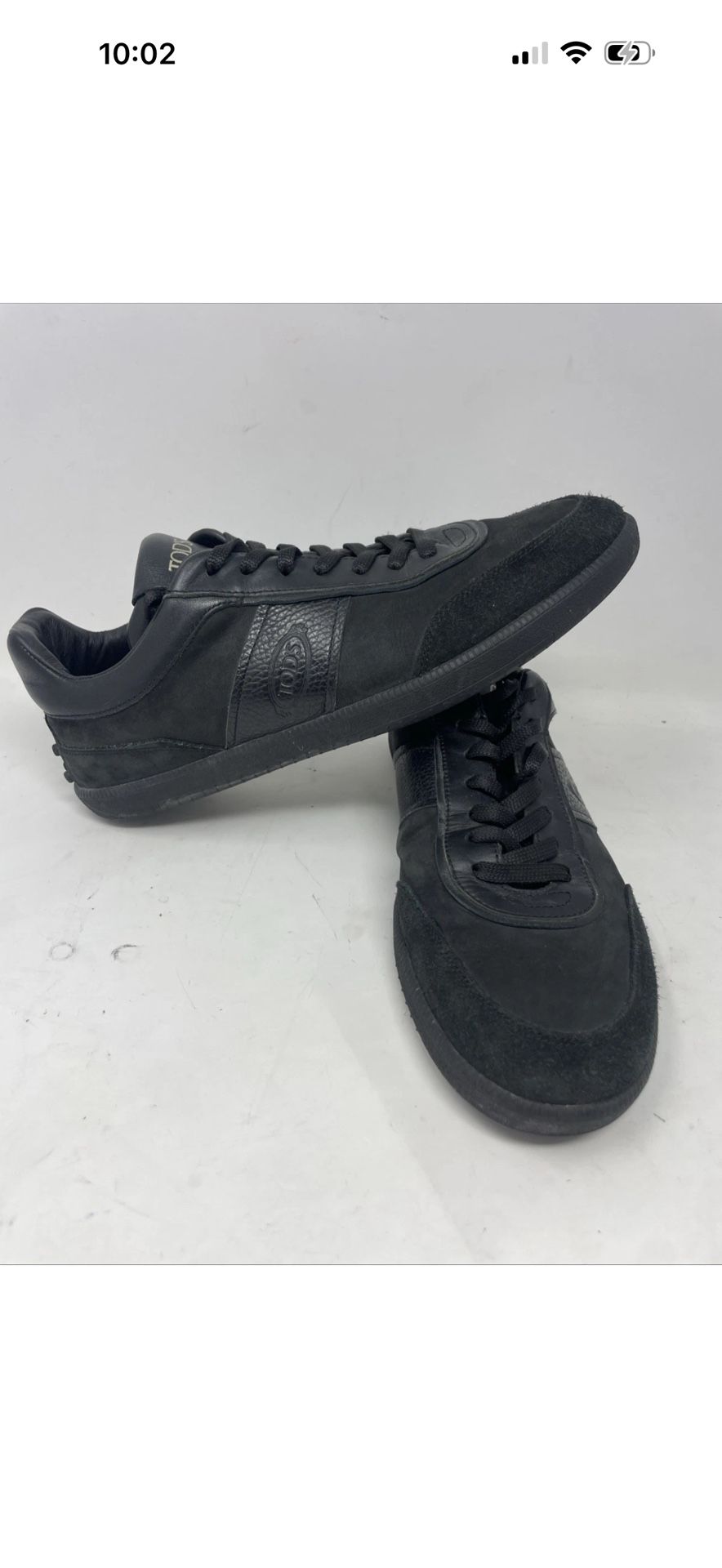 $775 Tod’s Men’s Classic Black Comfort Leather Tabs Sneakers Size 8