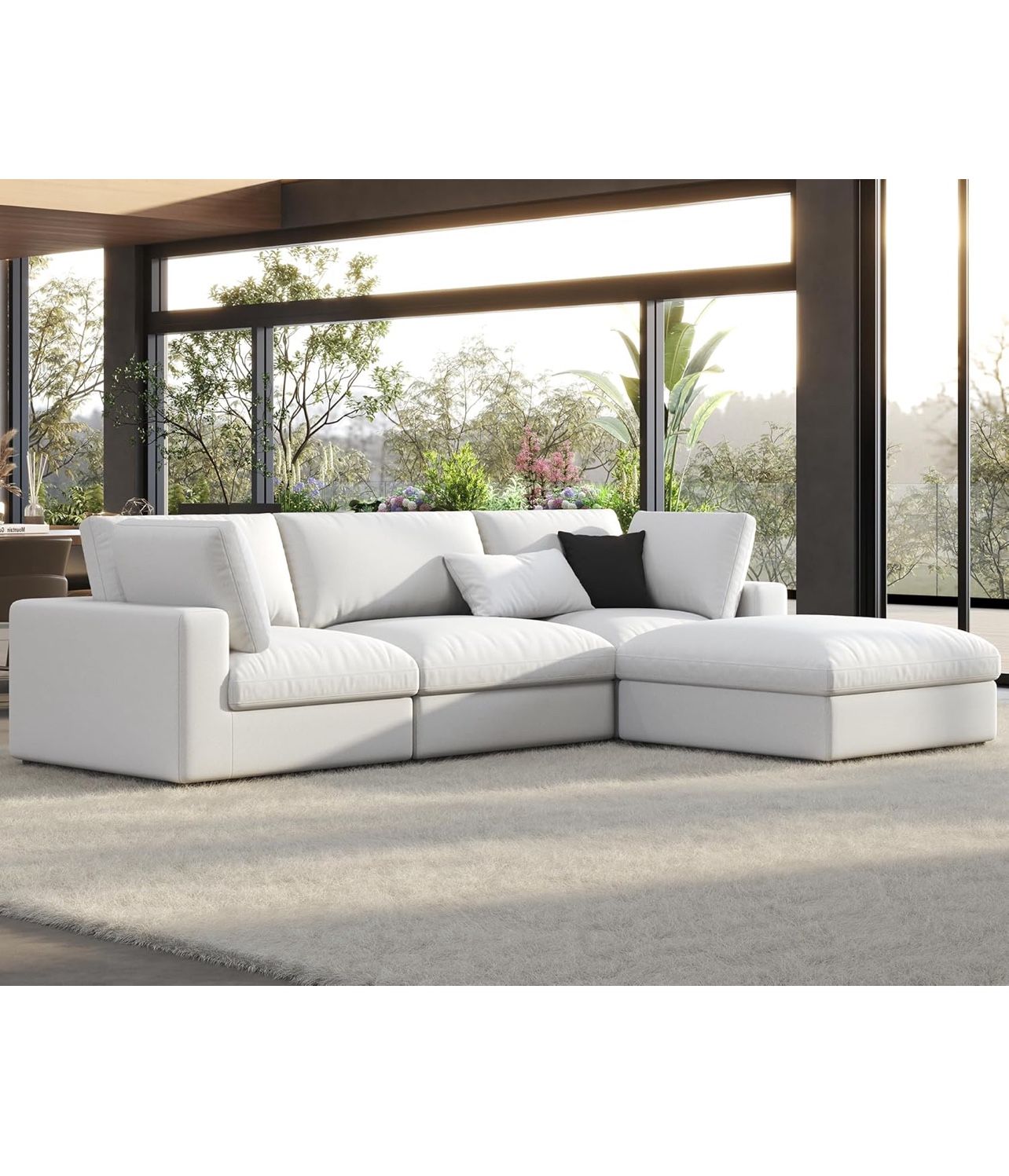 114 Inch White sectional