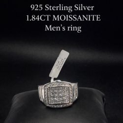925 Sterling Silver 1.84CT MOISSANITE Men’s Ring Size 12