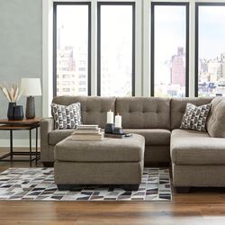 Mahoney Chocolate 2-Piece RAF Sectional (Couch Sofa Loveseat Options 