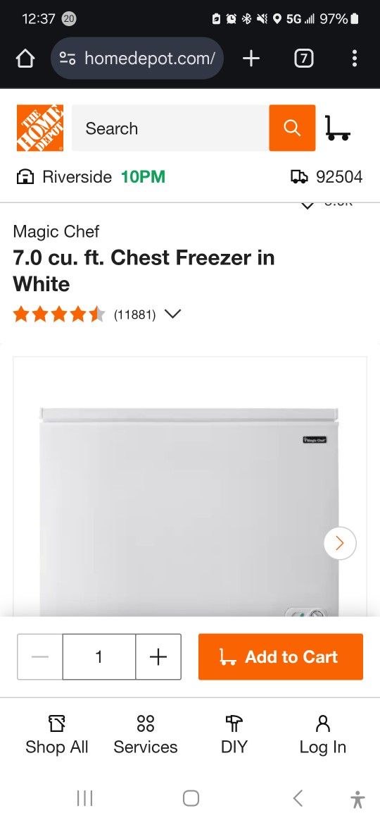 Freezer Magic Chef 7 cu ft