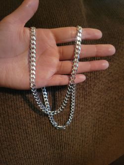 Italy 925 Solid Sterling Silver Cuban Link Chain Necklace for Men 24" Plata Italiana 925 Cadena Cubana Para Hombre 24"