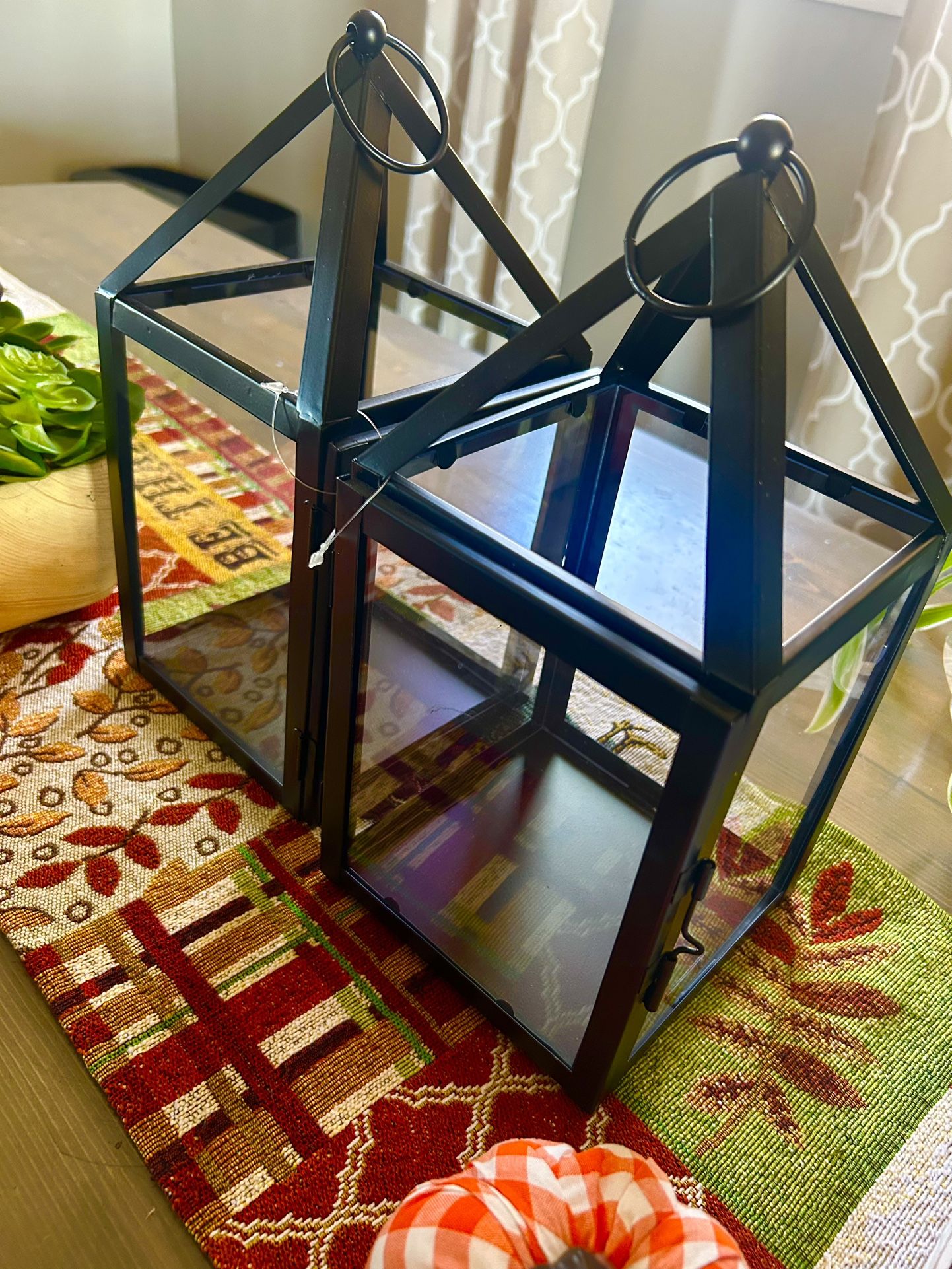 Two Glass House Candle Holders