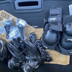 Liku  rollerblading Set -  9.5 M/11 W.     Pads And Helmet 