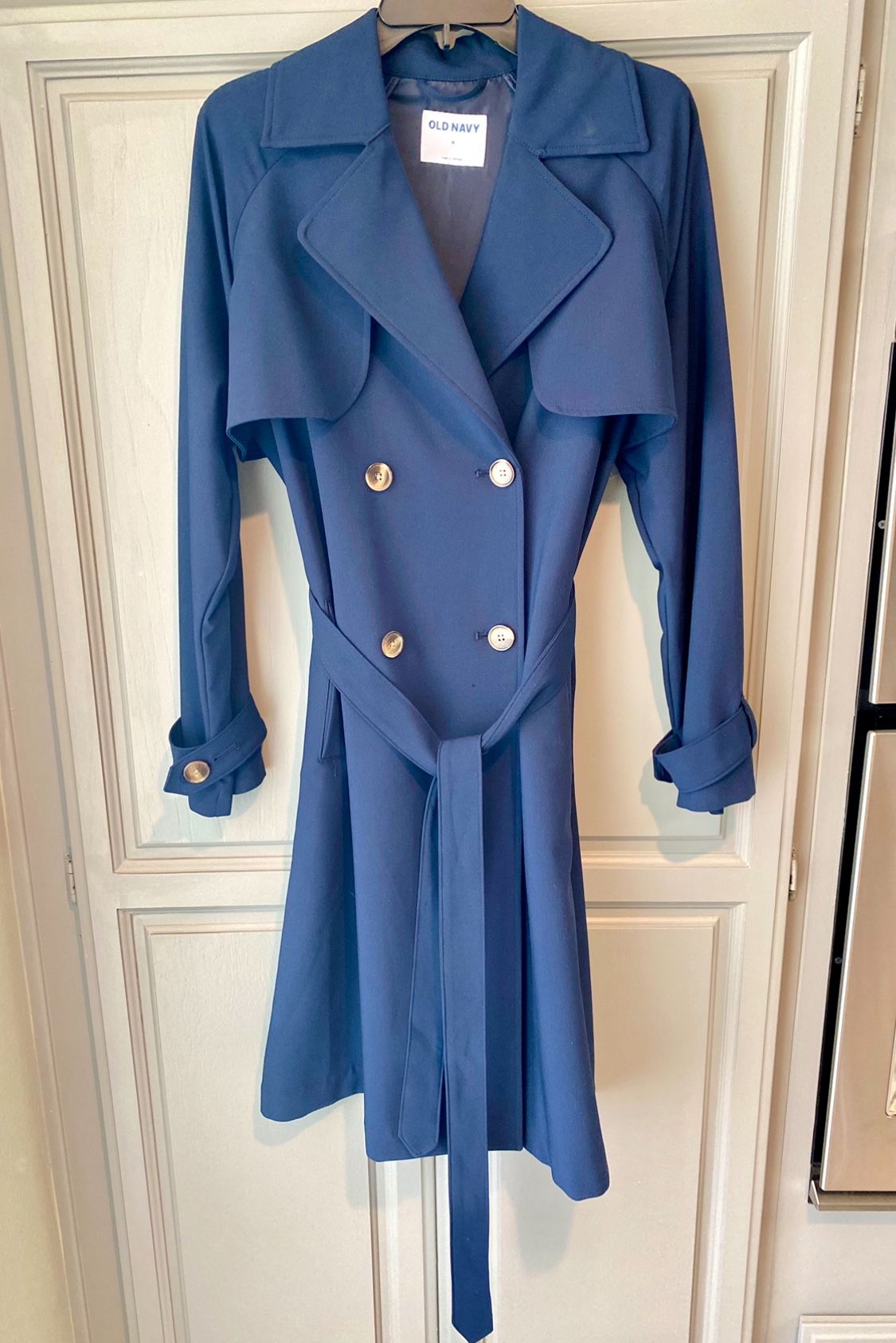 OLD NAVY Elegant Double-Breasted Blue Women’s Tie-Belt Trench Coat Size M