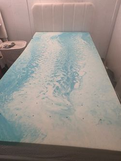 Twin matress and frame and bed topper