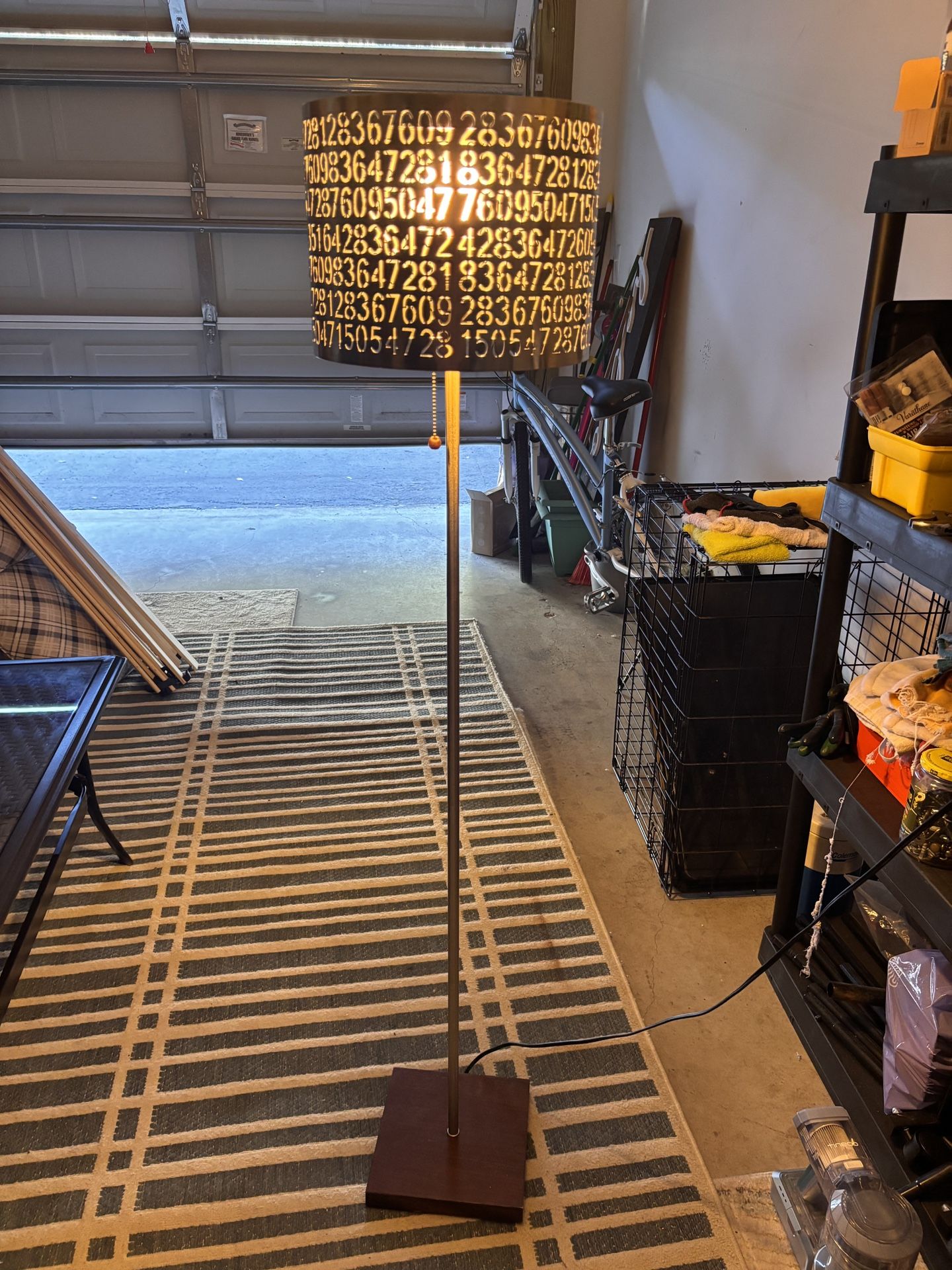 Floor Lamp With Metal Numeric Lampshade