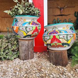 Teal Talavera Mexican Pots