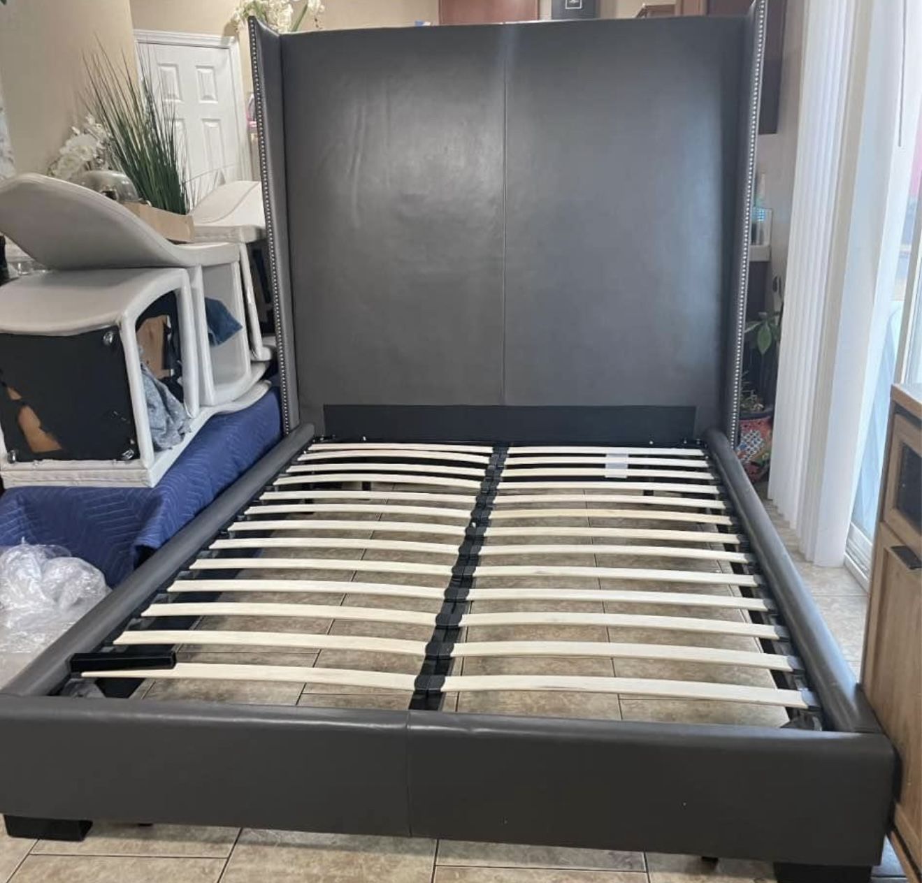 Charcoal Gray Queen Size Bed Frame
