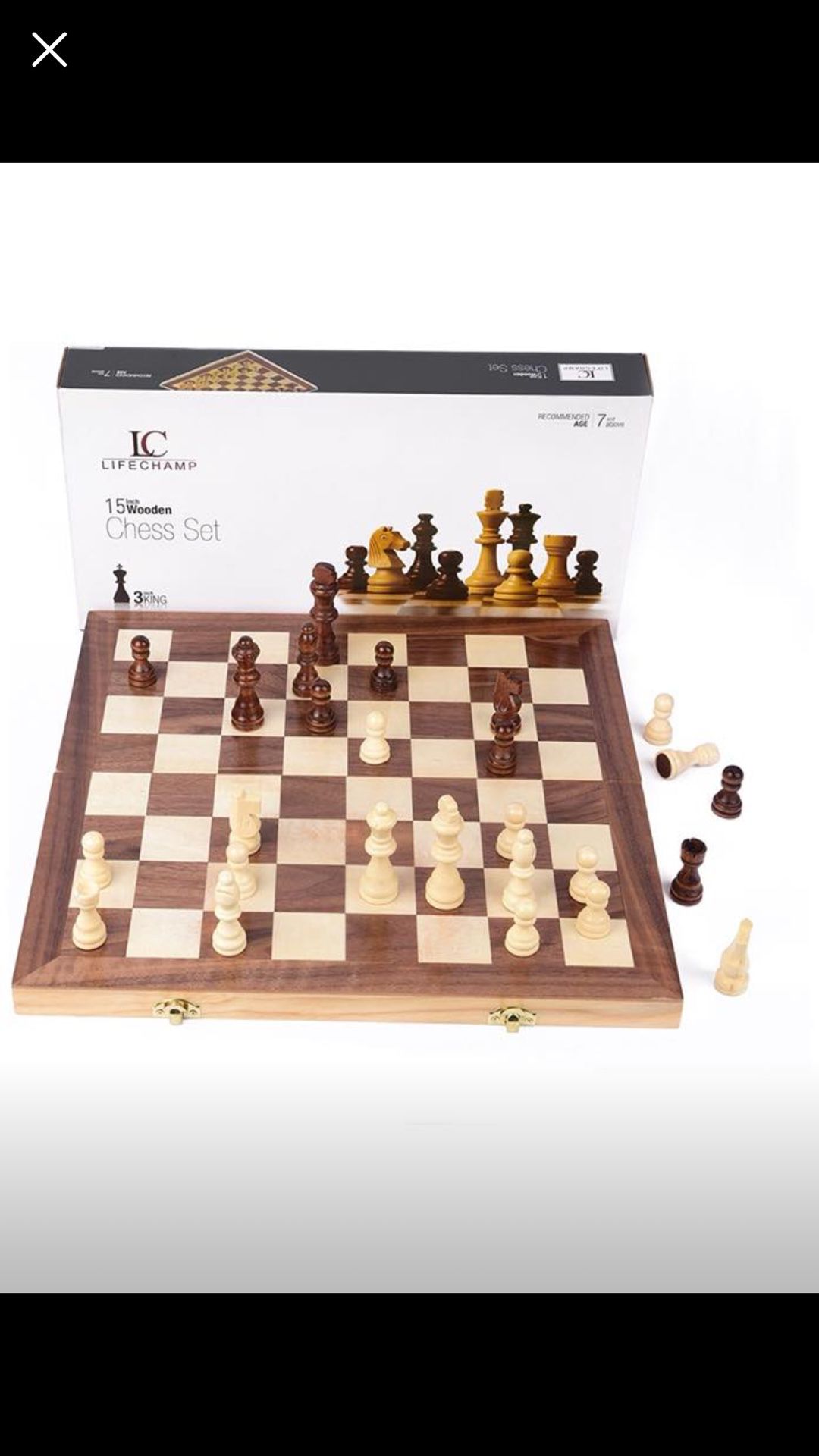 Chess Sets for Adults and Kids with 15" Inch Large Folding Wooden Game Board and Storage for the Han