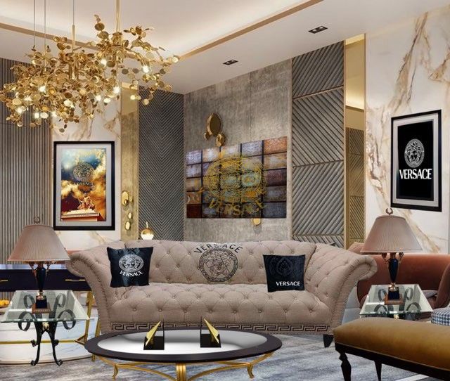 Beautiful Versace Sofa Inspired 12pc Living Room Set