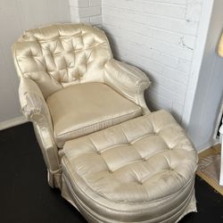 Vintage Silk Chair + Ottoman 