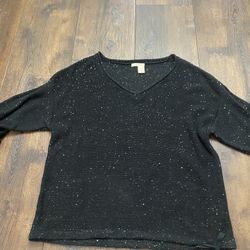 Womans Black Sparkle Sweater Size XL By DKNY #6