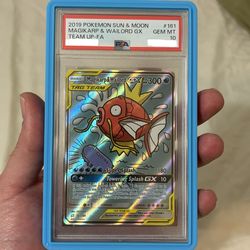2019 POKEMON SUN & MOON TEAM UP #161 FULL ART/ MAGIKARP & WAILORD GX PSA 10