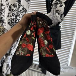 Chase + Chloe Embroidered Heels 