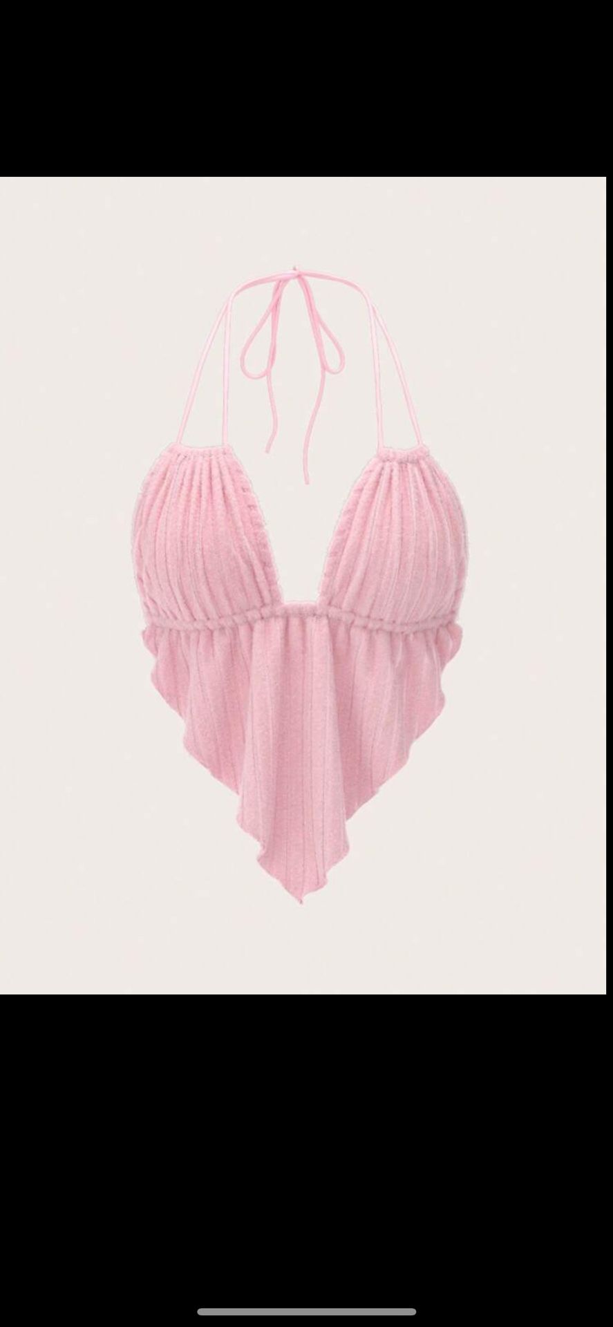 Pink Tied Halter Top In Large