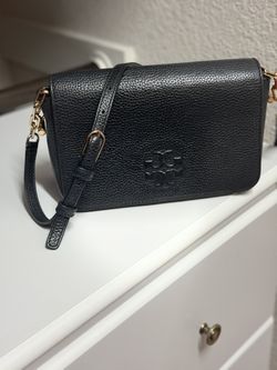 Authentic Tory Burch Black Pebbled Leather Crossbody