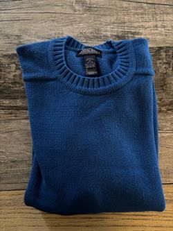 Men's Lands’ End Blue Sweater Medium 38-40 Blue Knit Crewneck Sweater