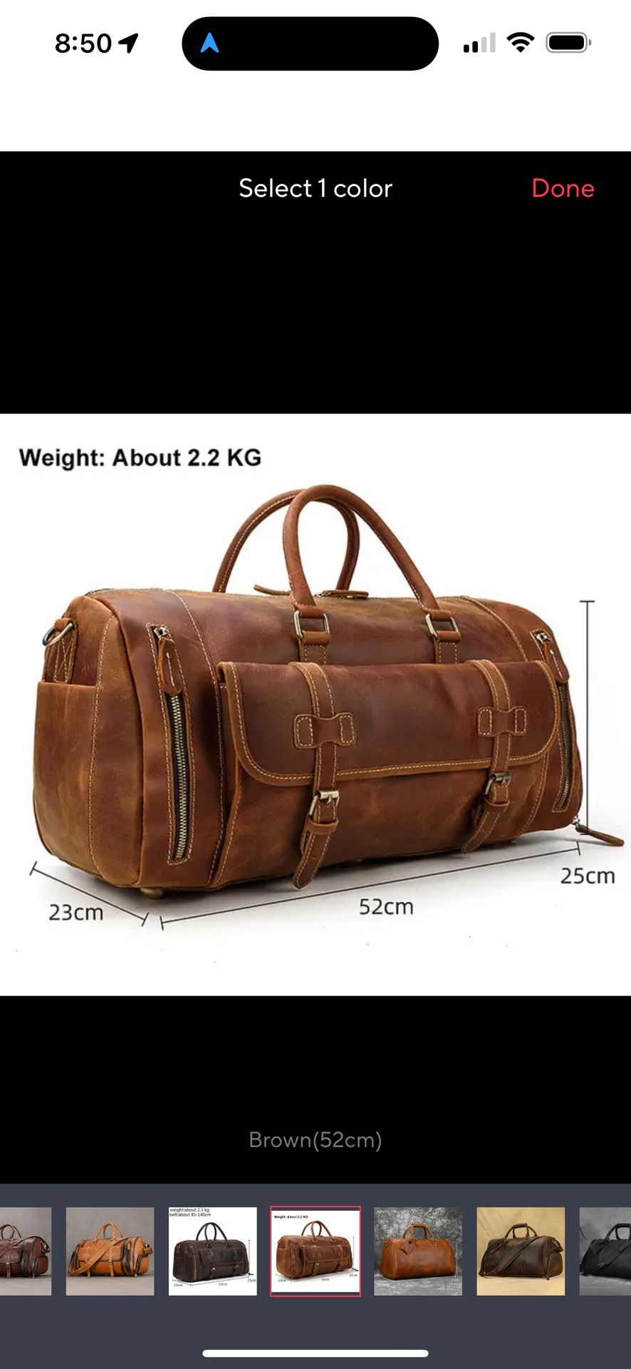 Luufan Genuine Leather Men's Travel Bag With Shoe Pocket Retro Crazy Horse Leather