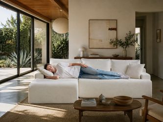 Boneless Couch, L Shaped Cloud Couches for Living Room, Comfy Fluffy Modular Sectional Sofa, Deep Seat Memory Foam Lounger with Left Facing Chaise, Fr