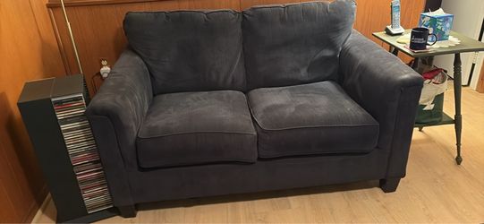 Navy Blue Microfiber Loveseat