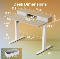 40" X 24" Electric Standing Desk with 2 Drawers, C-Clamp Mount Compatible, Height Adjustable Computer Desk, Home Office Stand Up Desk with 4 Preset He