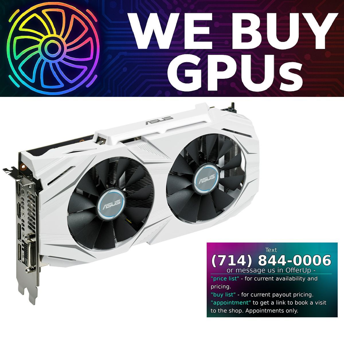 ASUS DUAL GTX 1060 OC - Professionally Refurbished - 3 Month Warranty - Local Business - Fixed Price