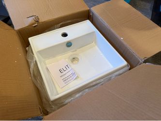 Wall-Mounted Rectangle Bathroom Sink in White