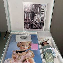 Madame Alexander An American Legend Doll & Hard Cover Book  Decorated Stand, Box
