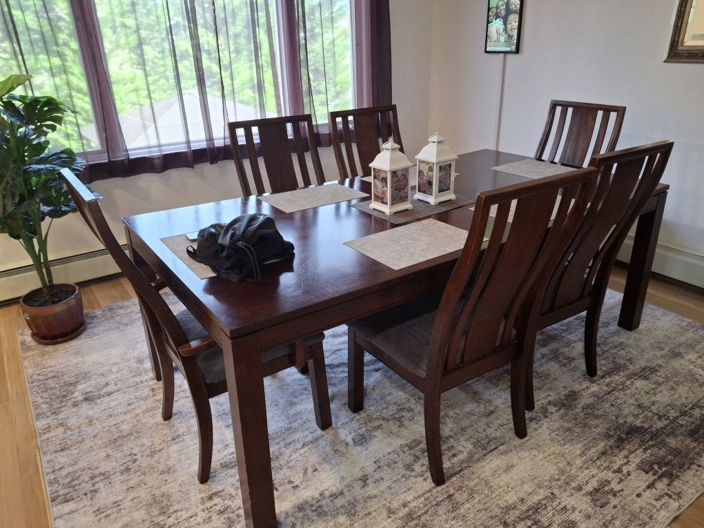 Solid Wood Dining Room Set With 6 Chairs