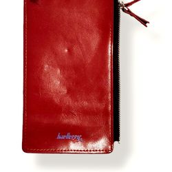 Baellerry Bifold ID Card Holder Long Wallet Coin Purse Zipper Billfold. Plum.