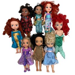 Disney Animators Collection 16” Doll Lot of 8 Princess Moana Ariel Jasmine
