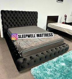 New Queen bed frame with mattress