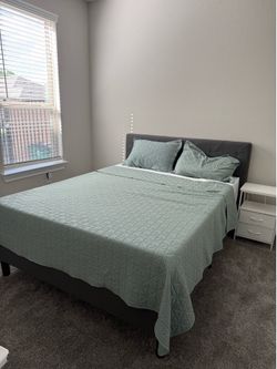 Queen bed frame and mattress