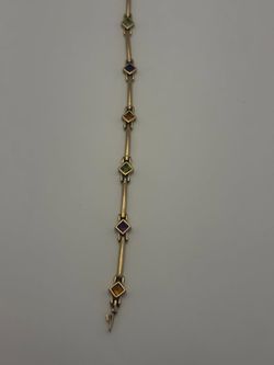 14K Gold Multicolor Imitation-Stone Bracelet, 6.46g