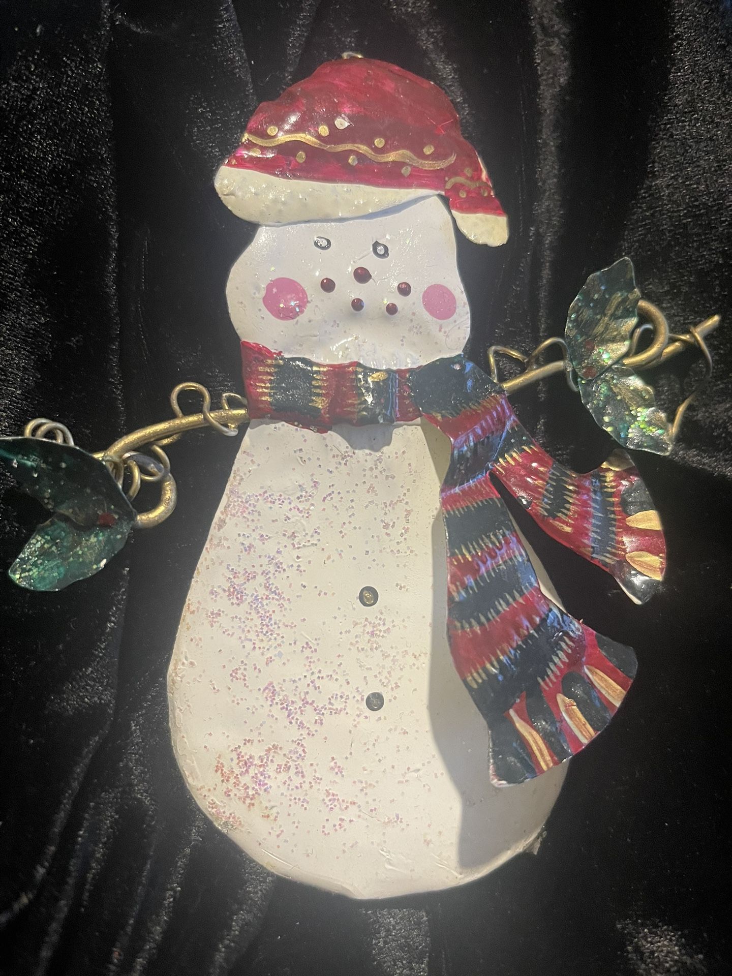 Metal Snowman Christmas Tree Ornament 5.5” High