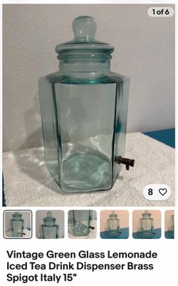 Vintage green glass lemonade drink dispenser