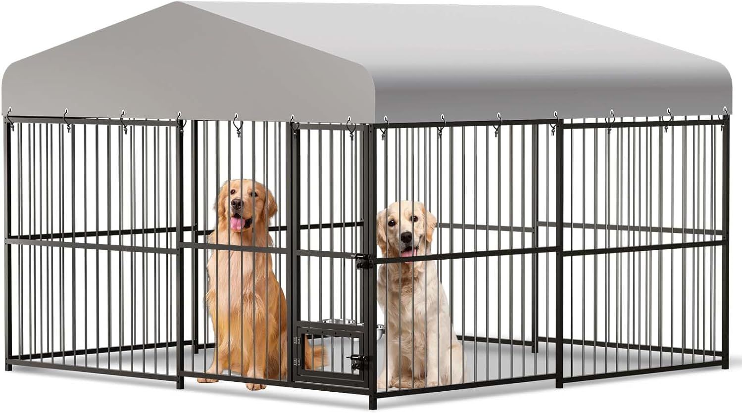 Large Dog Kennel Outside 10X10X6FT Heavy Duty Outdoor Dog Cage House with Weatherproof,Galvanized Iron Pet Playpen with Safety Locks,UV & Water Resist
