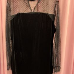 Black Short Velvet Sheer Top Dress