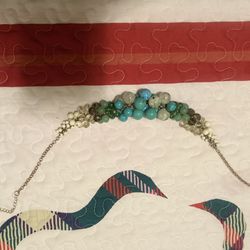 Turquoise And Gold Pearls Necklace 