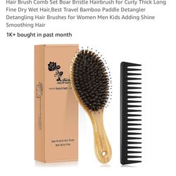 🌿 Ineffable Care Boar Bristle Hair Brush & Comb Set – New in Box
