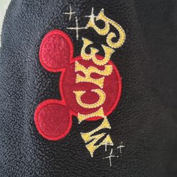 Mickey Mouse Disney Fleece Hoodie Black Large Embroidered