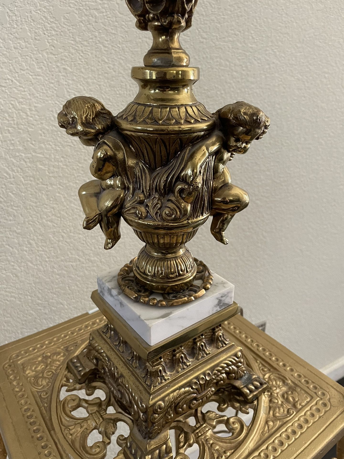 Vintage Brass & Marble Cherub Lamps β $150 Pair ($75 Each)