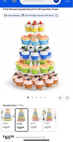 5 Tier Acrylic Cupcake Stand For 50 Cupcakes Tower