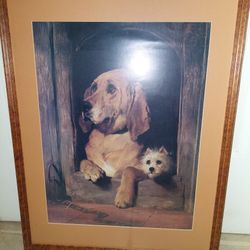 Framed Hound And Terrier Print By Sir Edwin Landseer