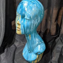 beautiful painted mannequin wig head | home & room decor | original art sculpture | "overcome"