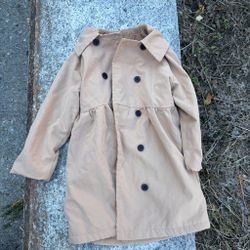 Kids Beige Trench Coat with Sherpa Lining