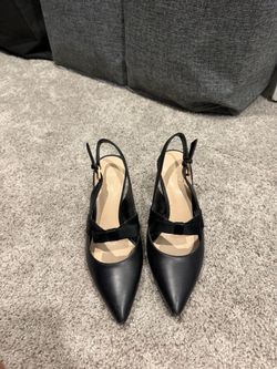 Black Pointed-Toe Slingback Heels Size 5