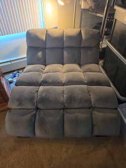 Blue Plush Oversized Chaise Lounge Couch