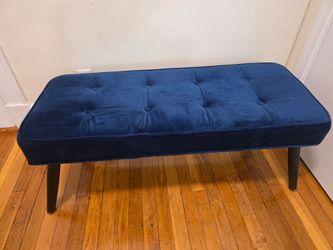 Blue Velvet Tufted Upholstered Bench